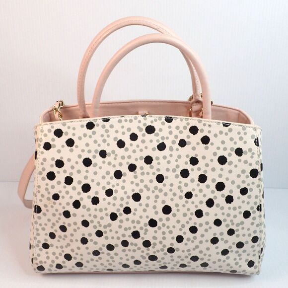Betsey Johnson Pearl of a Girl Creme Dot Satchel Shoulder Bag Hard to Find! - Picture 5 of 16